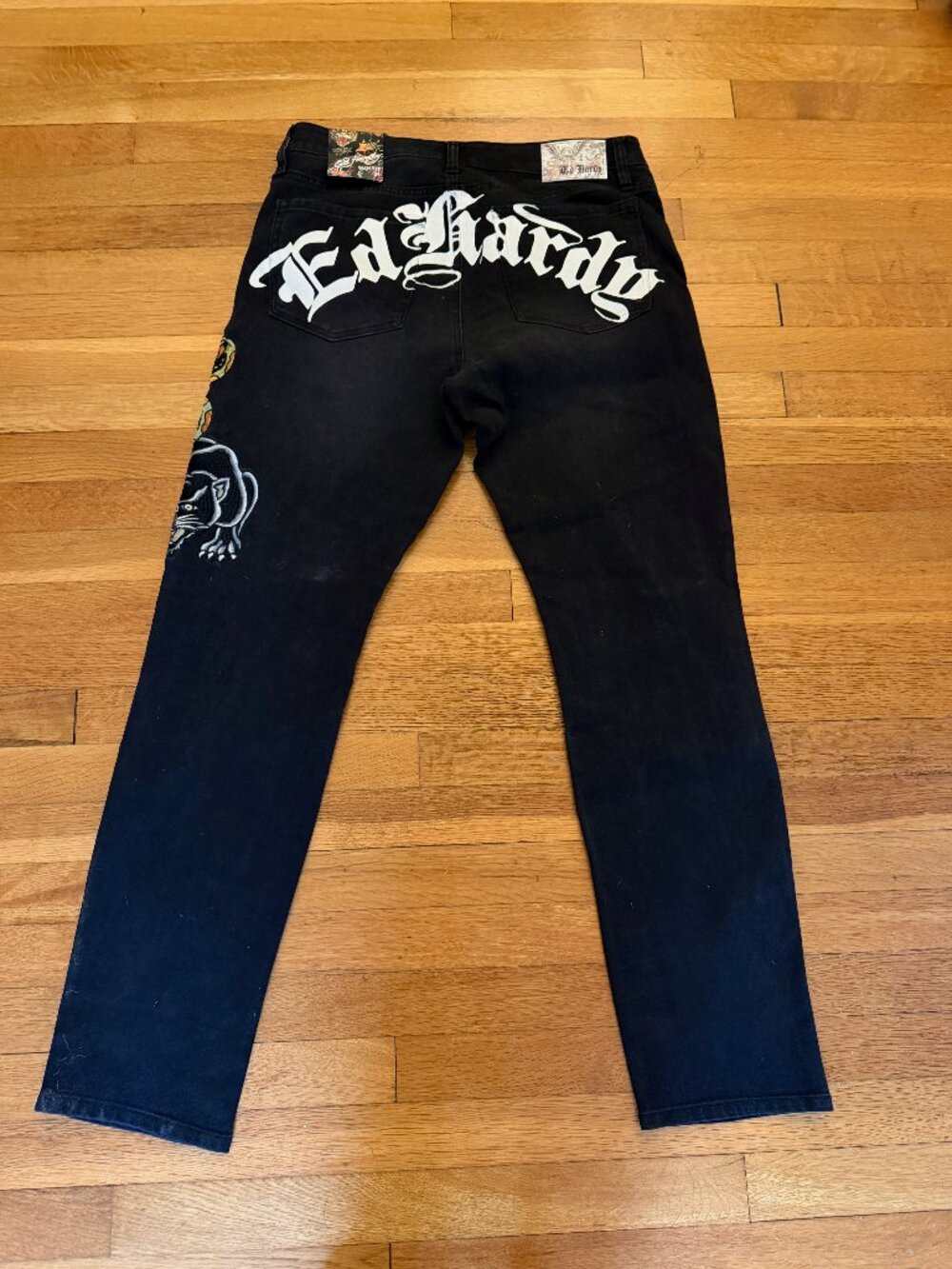 Ed Hardy - Black Embroidered Jeans, Size 34 NWT